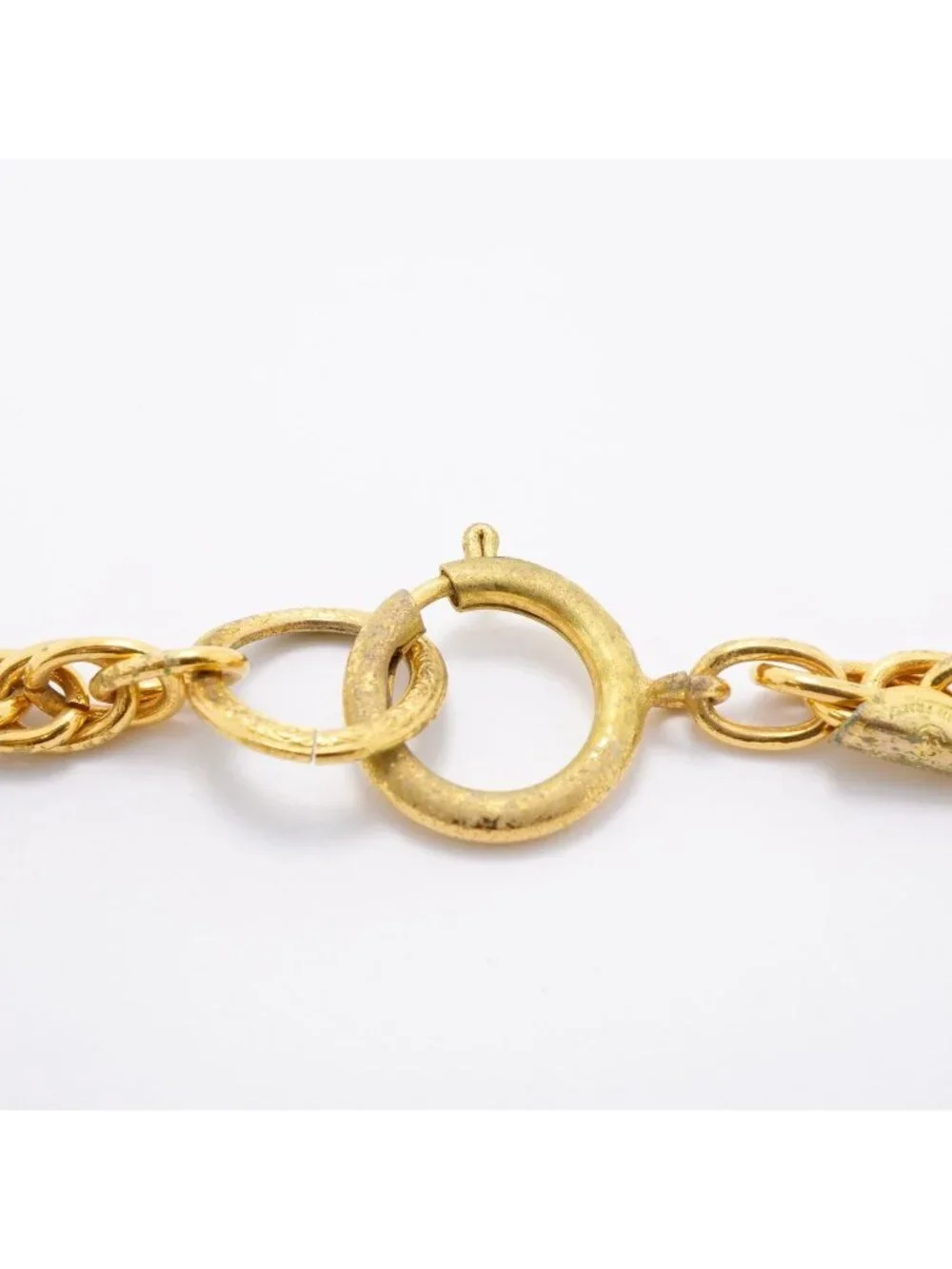 Chanel Necklace Vintage CC Logo Gold Plated Rhinestone